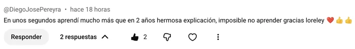 Comentario de un alumno en YouTube 6