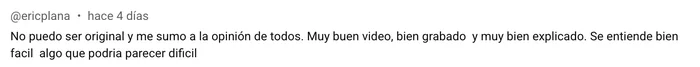 Comentario de un alumno en YouTube 5