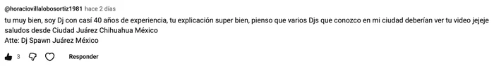 Comentario de un alumno en YouTube 2