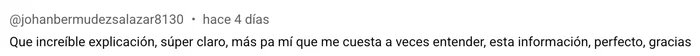 Comentario de un alumno en YouTube 6