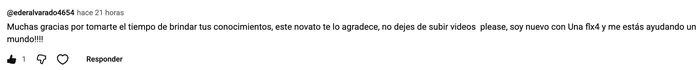 Comentario de un alumno en YouTube 4