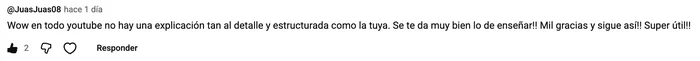 Comentario de un alumno en YouTube 6