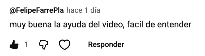 Comentario de un alumno en YouTube 3